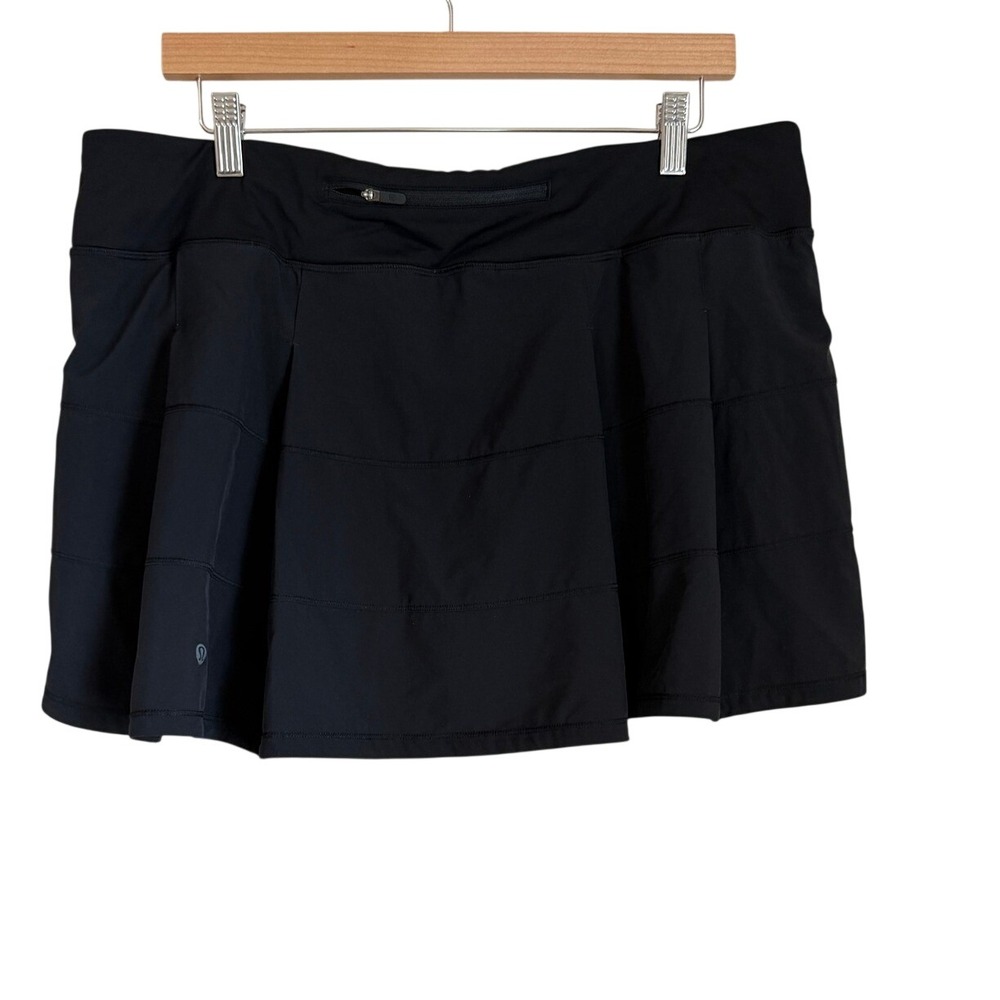 Lululemon Tennis Skort Skirt Athletic Women 14 Black Pleated Pace Rival
